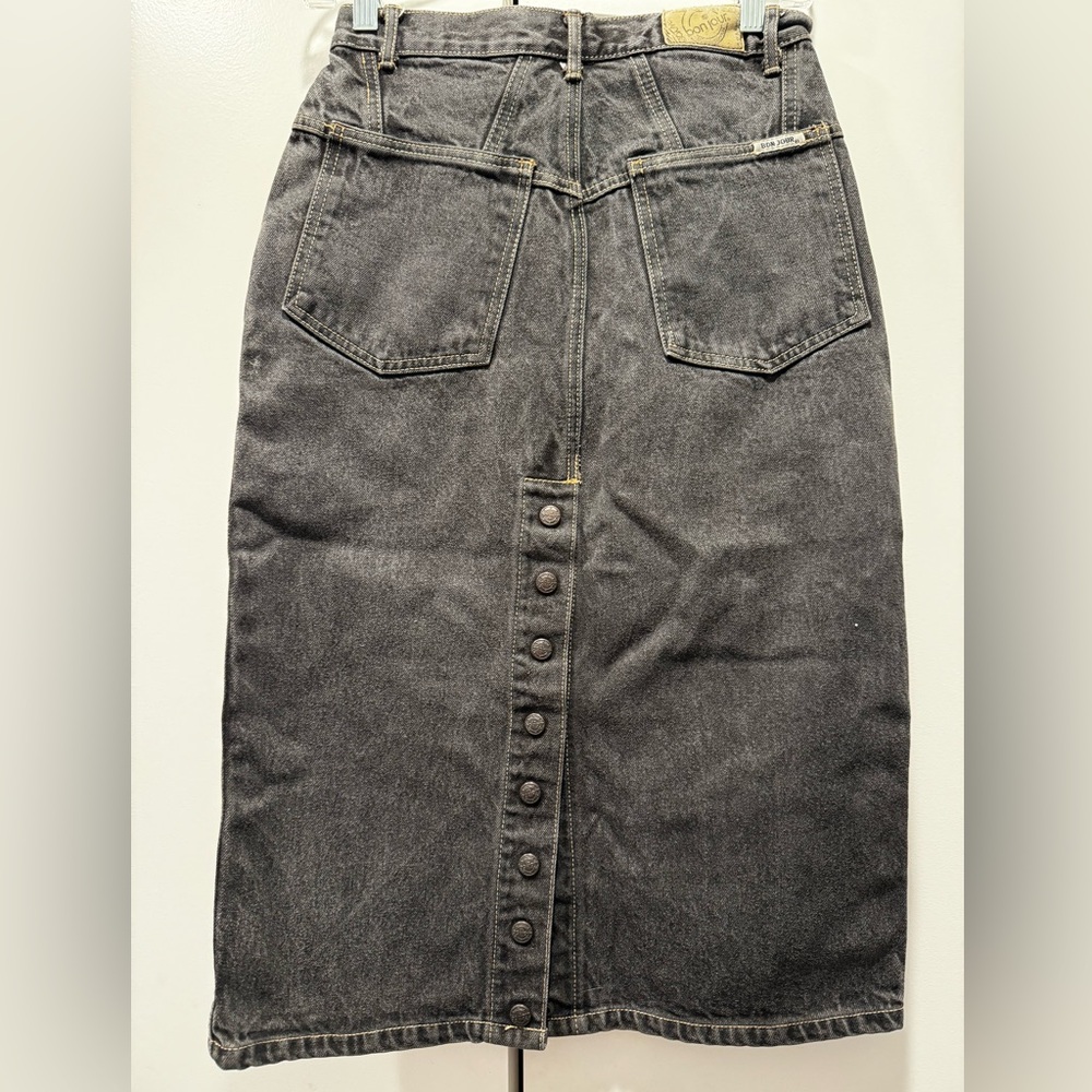 VINTAGE Bonjour 1980’s denim midi skirt size 2/4